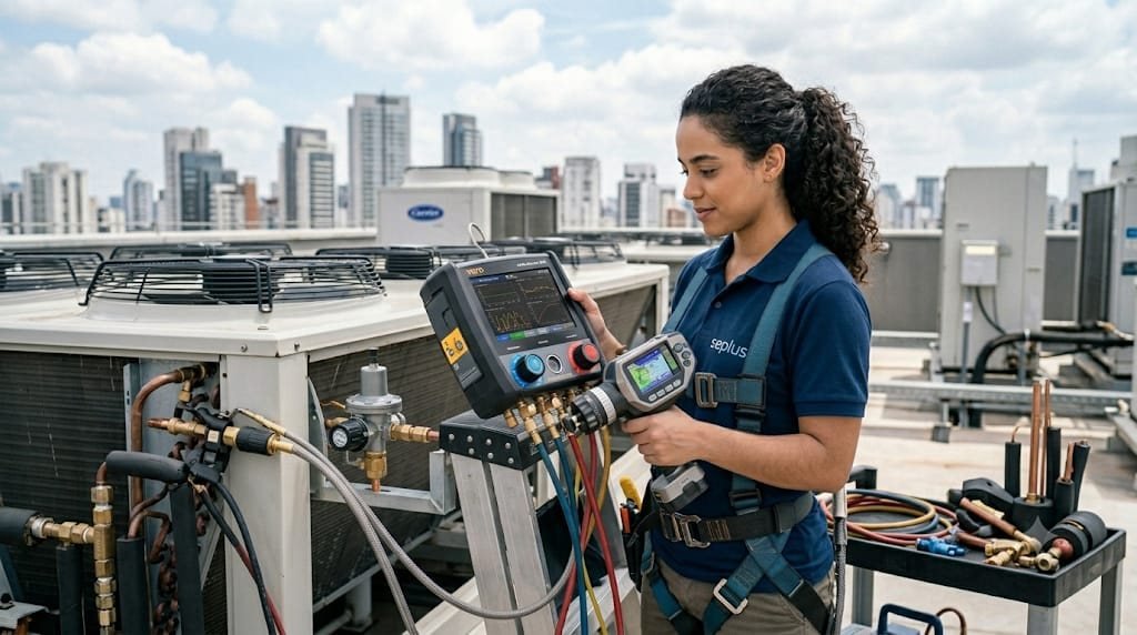 Técnica da SEPLUS em manutenção de refrigeração